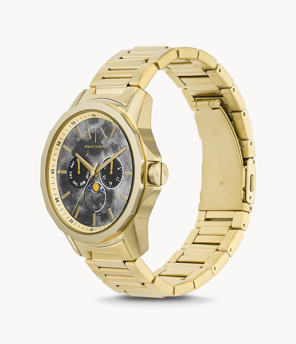 Armani Exchange Moonphase Multifunction Gold Tone Stainless Steel