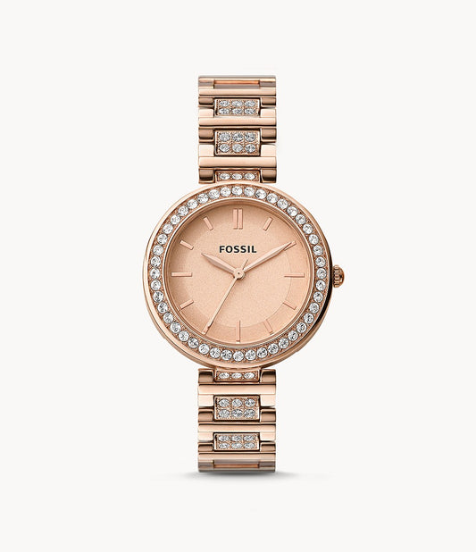 FOSSIL Karli Three-Hand Rose Gold-Tone Stainless Steel Watch BQ3181