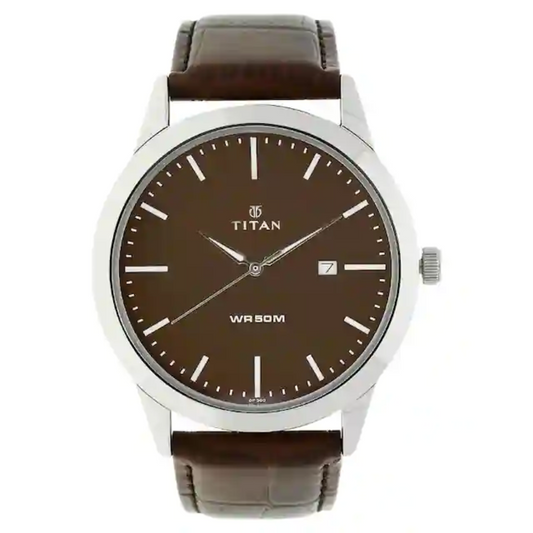 Brown Dial Brown Leather Strap Watch NP1584SL04