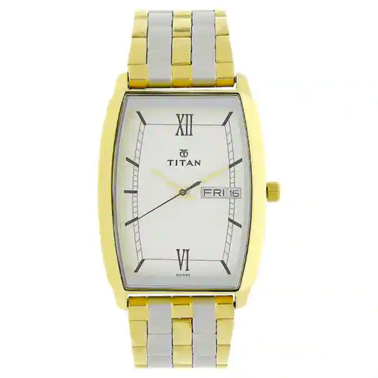 Titan White Dial Two Toned Stainless Steel Strap Watch NP1737BM01 (DG395)