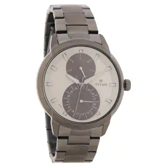 Titan Grey Dial Grey Stainless Steel Strap Watch NP1756QM01 (DG770)