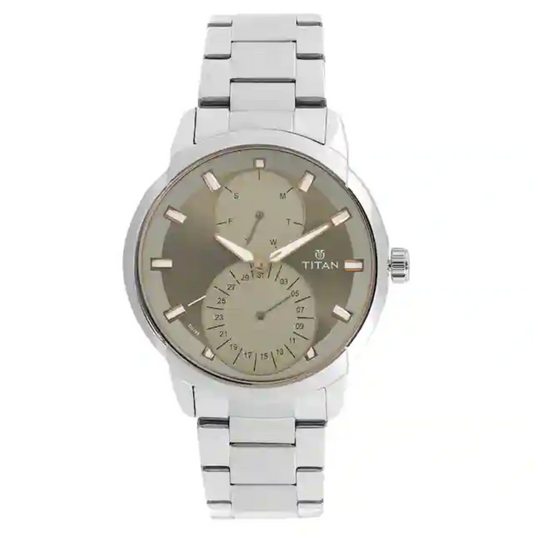 Titan Grey Dial Silver Stainless Steel Strap Watch NP1756SM01 (DG769)