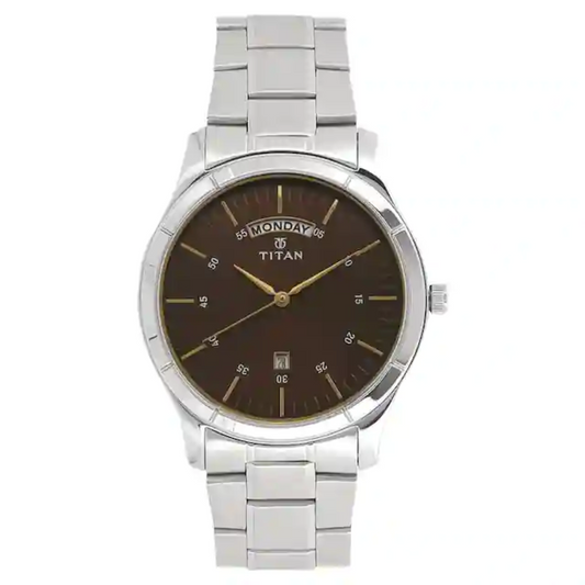 Workwear Watch with Brown Dial & Stainless Steel Strap NP1767SM03 (DH329)