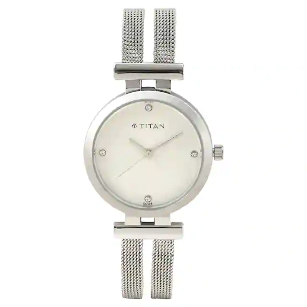 Titan Silver Dial Silver Stainless Steel Strap Watch NP9942SM01