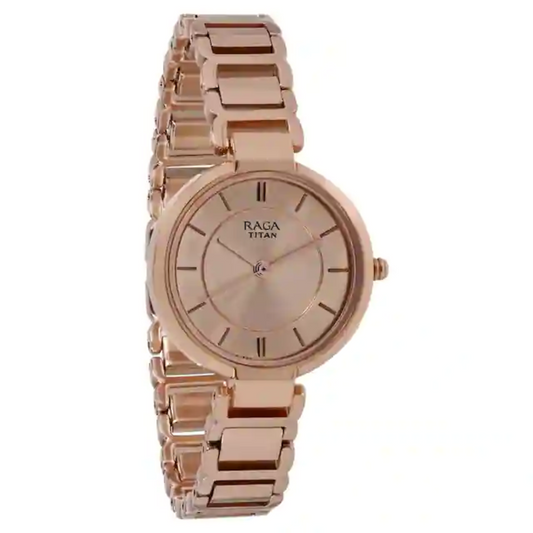 Titan Raga Viva Rose Gold Dial Metal Strap Watch NN2608WM01 (DH527)