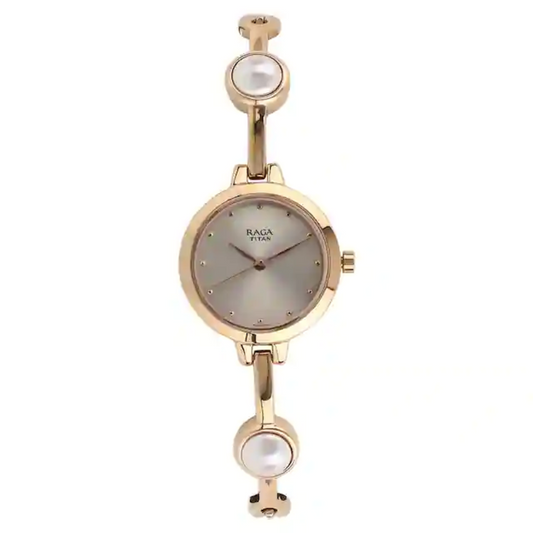 Raga Grey Dial Rose Gold Metal Strap Watch NP2576WM01 (DG857)