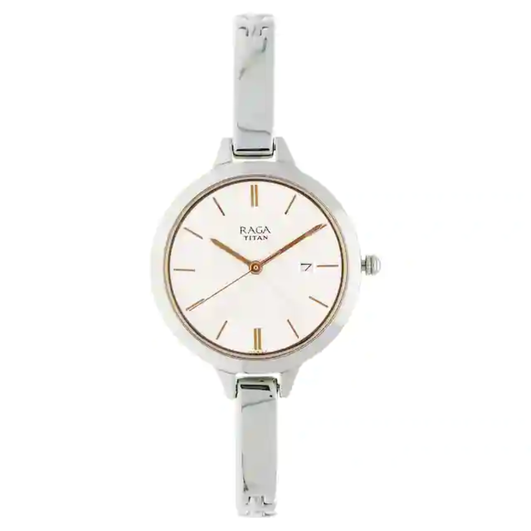 Titan Raga Viva Silver Dial Metal Strap Watch NN2578SM02