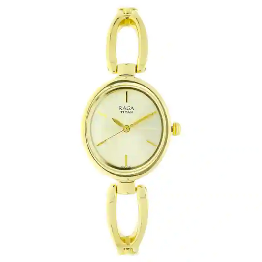 Raga Viva Champagne Dial Metal Strap Watch NP2579YM01 (DG598)