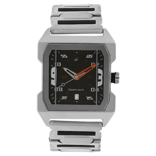 BLACK DIAL SILVER STAINLESS STEEL STRAP WATCH NP1474SM02 (J955)