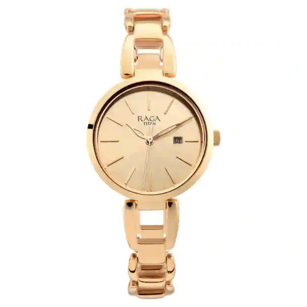 Raga Viva Rose Gold Dial Metal Strap Watch NP2642WM01 (DK510)