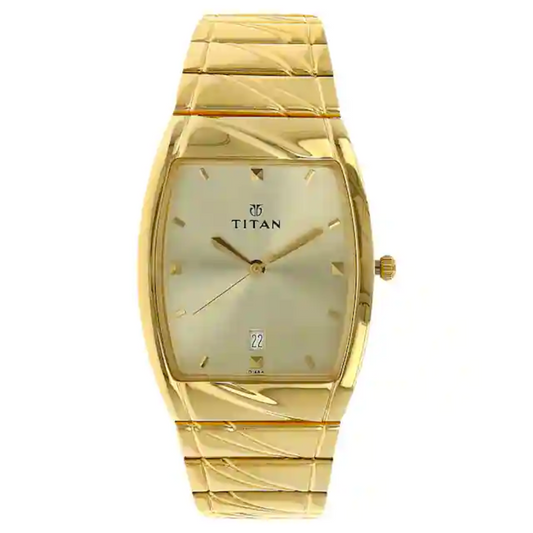 Titan Champagne Dial Golden Stainless Steel Strap Watch NN9315YM02 (D168A)