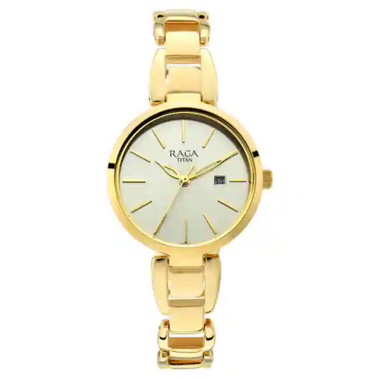 Raga Viva Golden Dial Metal Strap Watch NP2642YM01 (DK511)