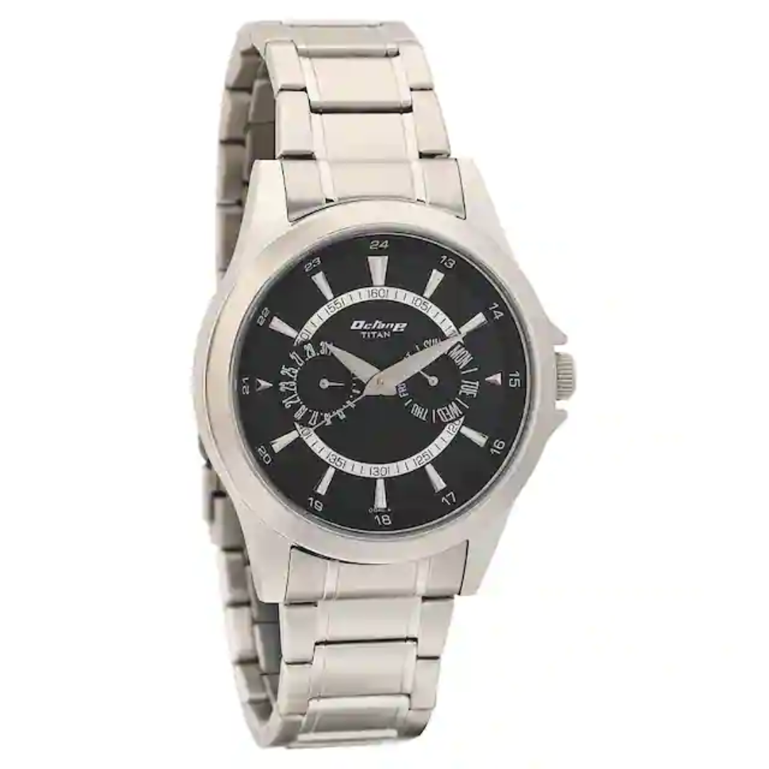 Titan Octane Black Dial Stainless Steel Strap Watch NN9323SM02