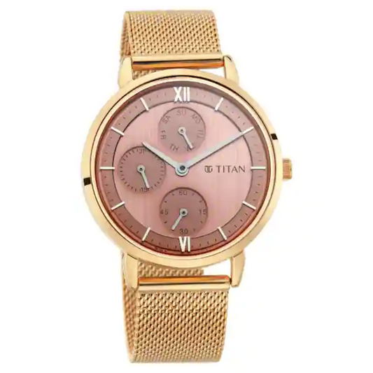 Workwear Watch with Rose Gold Dial Metal Strap NP2652WM01 (DK725)