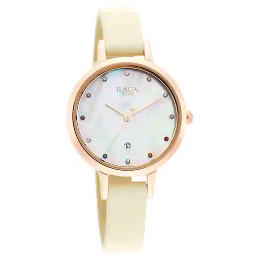 Raga Viva Watch with Mother Of Pearl Dial & Brass Strap NP2666WL03 (DL750)