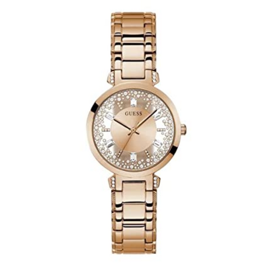 GUESS Crystal Clear Collection Analog Rose Gold Dial Women's Watch-GW0470L3