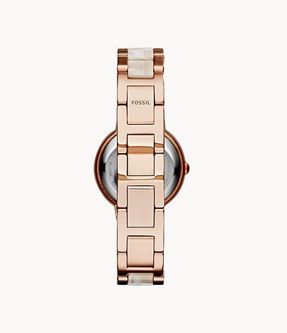 FOSSIL Virginia Rose-Tone &amp; Horn Acetate Watch ES3716