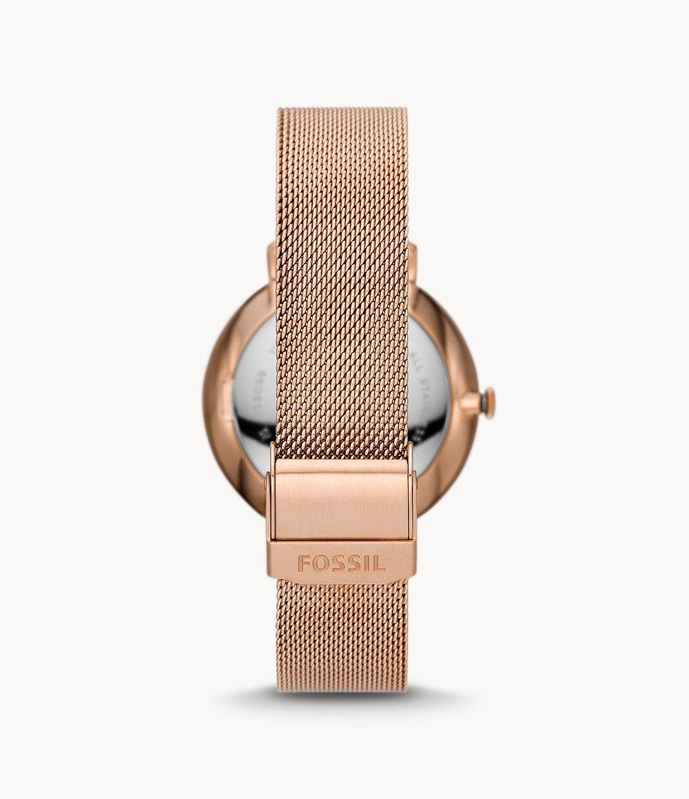 Jacqueline Multifunction Rose Gold-Tone Stainless Steel Mesh Watch ES5098