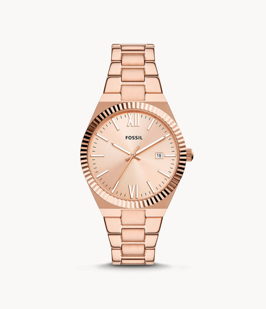 Scarlette Three-Hand Date Rose Gold-Tone Stainless Steel Watch ES5258