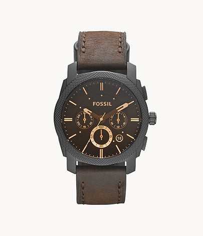 Machine Mid-Size Chronograph Brown Leather Watch FS4656