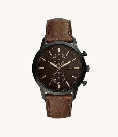 Townsman 44 mm Chronograph Brown Leather Watch FS5437