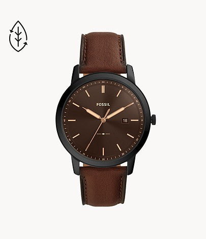 The Minimalist Solar-Powered Brown Eco Leather Watch FS5841