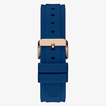 Gents rose gold tone case blue silicone clearance watch