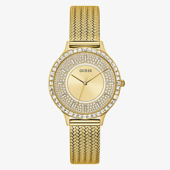 Guess Gold Tone Case Gold Tone Stainless Steel Watch GW0402L2