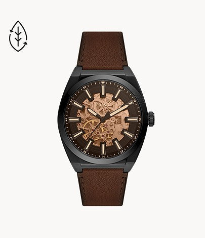 Everett Automatic Dark Brown Eco Leather Watch ME3207