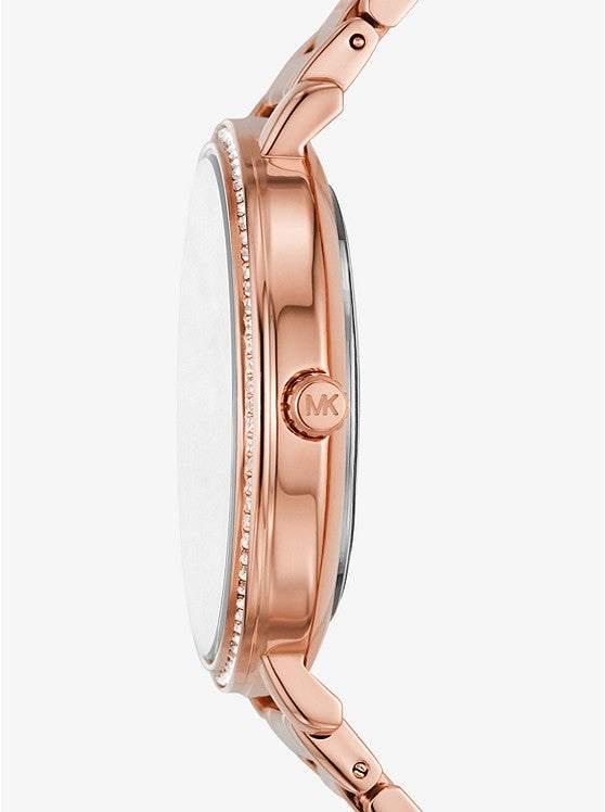 Pyper Pavé Rose Gold-Tone Logo Watch MK4594