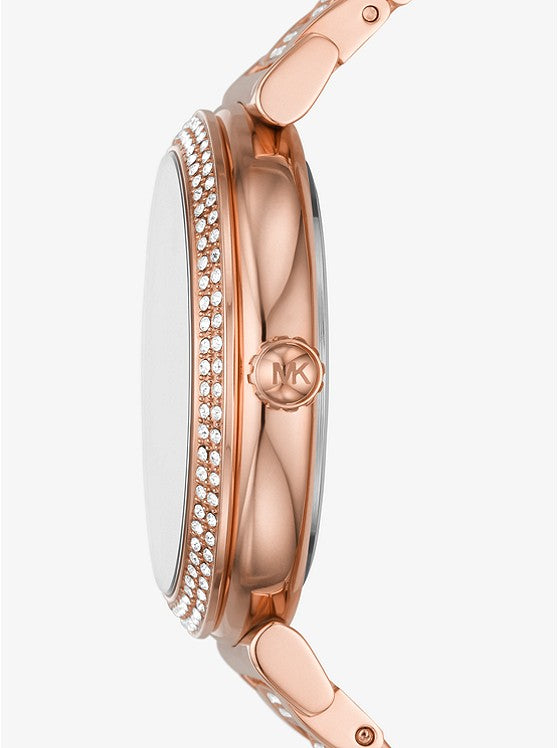 Mini Abbey Pavé Rose Gold-Tone Watch MK4617