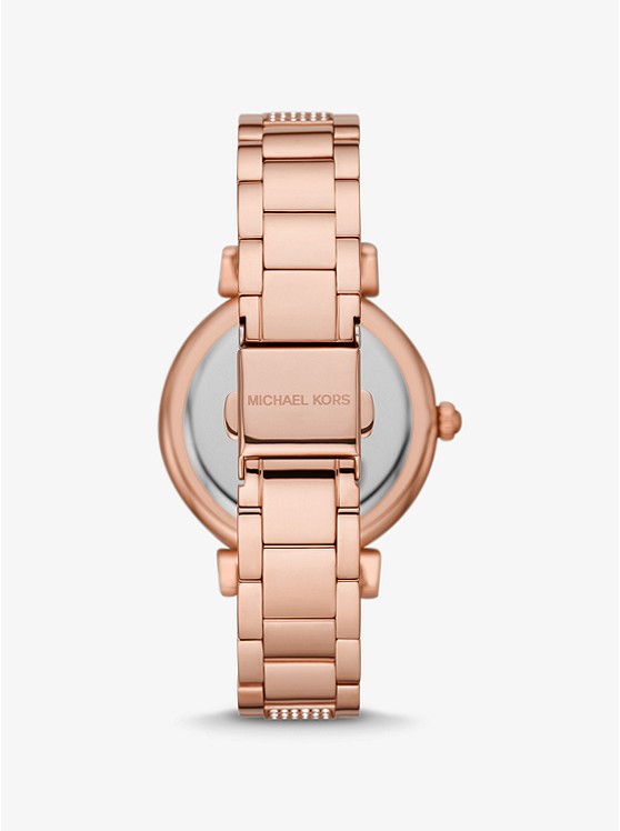 Mini Abbey Pavé Rose Gold-Tone Watch MK4617