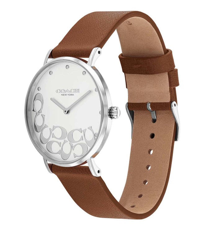 Womens Perry Silver Dial Leather Analogue Watch - CO14503803W