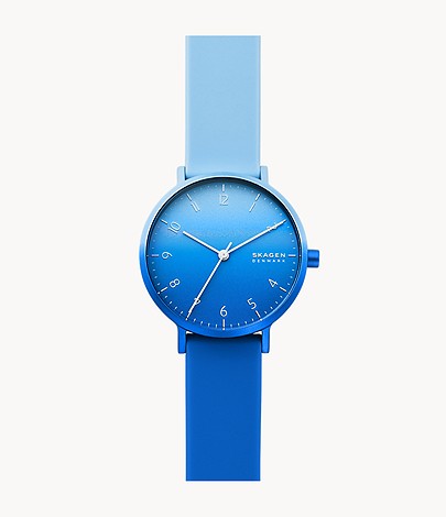 Aaren Ombre Three-Hand Multi-Coloured Silicone 36mm Watch SKW2900