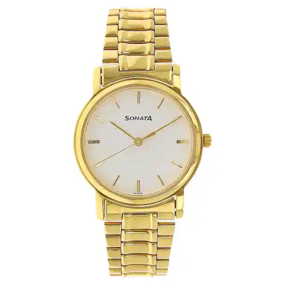 White Dial Golden Stainless Steel Strap Watch 1013YM03