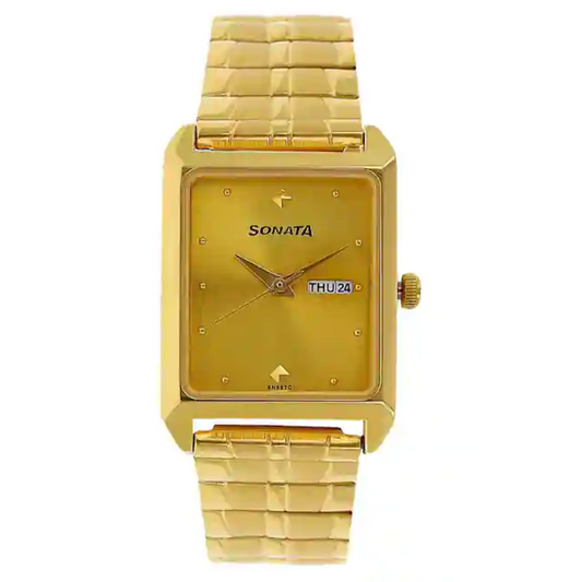 Champagne Dial Golden Stainless Steel Strap Watch NR7007YM05