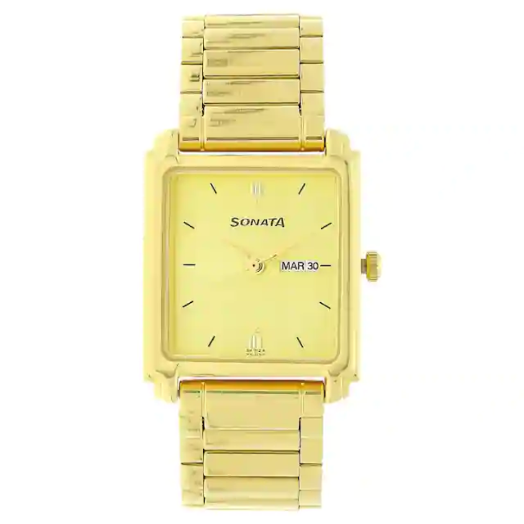 Champagne Dial Golden Metal Strap Watch NR7053YM05