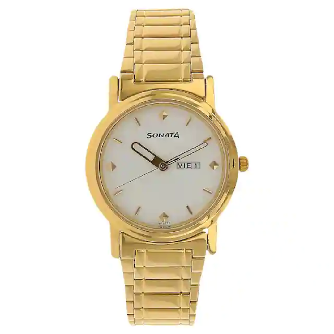 White Dial Golden Stainless Steel Strap Watch NP1141YM11