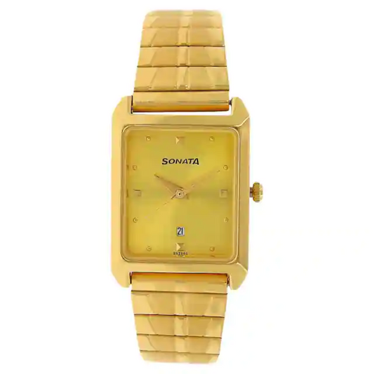 Champagne Dial Golden Stainless Steel Strap Watch NR7007YM02