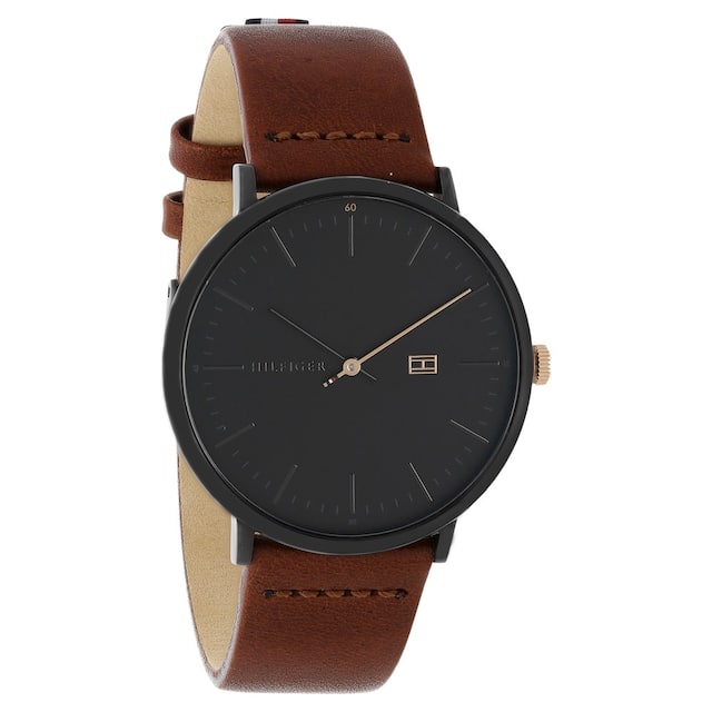 Tommy Hilfiger Black Dial Brown Leather Strap Watch NCTH1791461