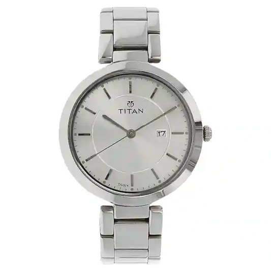 Titan Workwear Watch with Silver Dial & Stainless Steel Strap NN2480SM07 (DG324)