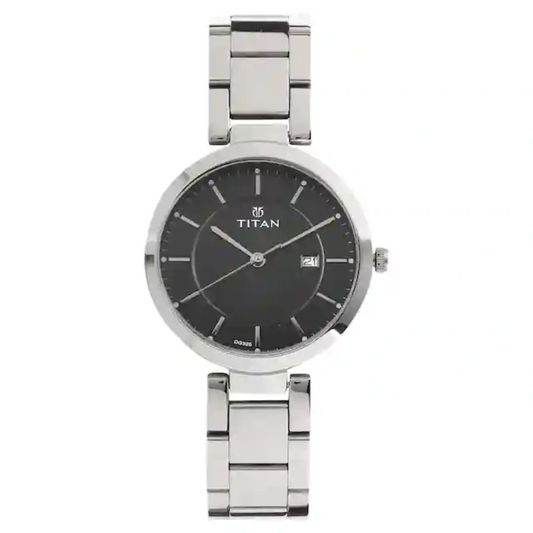 Titan Workwear Watch with Black Dial & Stainless Steel Strap NN2480SM08 (DG325)