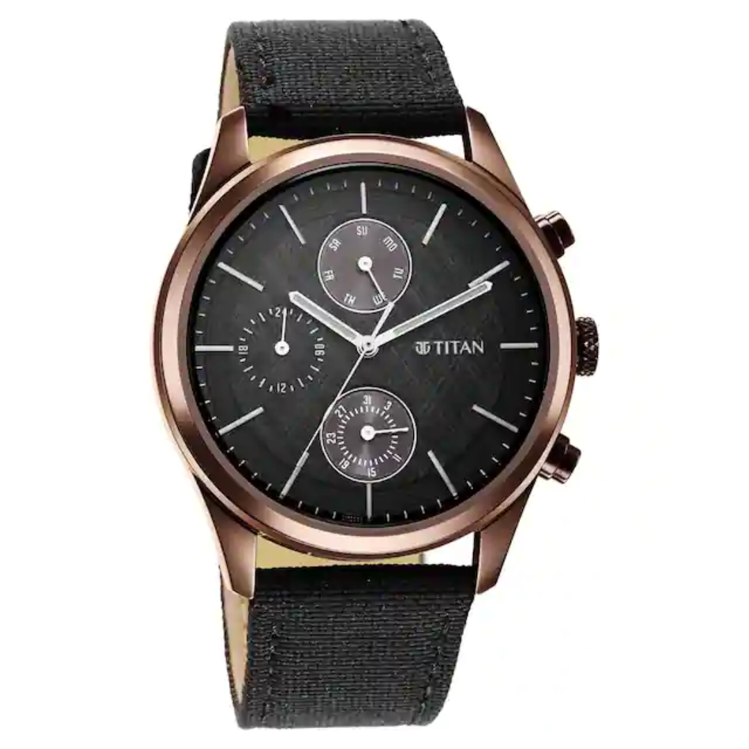 Titan Neo Splash Black Dial Fabric Strap Watch 1805QP01