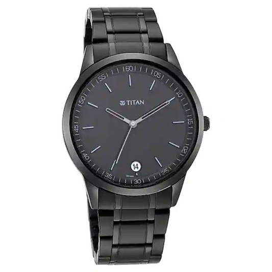 Titan Workwear Watch with Black Dial & Metal Strap 1806NM01 (DK826)