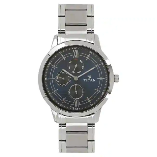 Titan Workwear Watch with Blue Dial & Stainless Steel Strap NN1769SM01 (DH350)