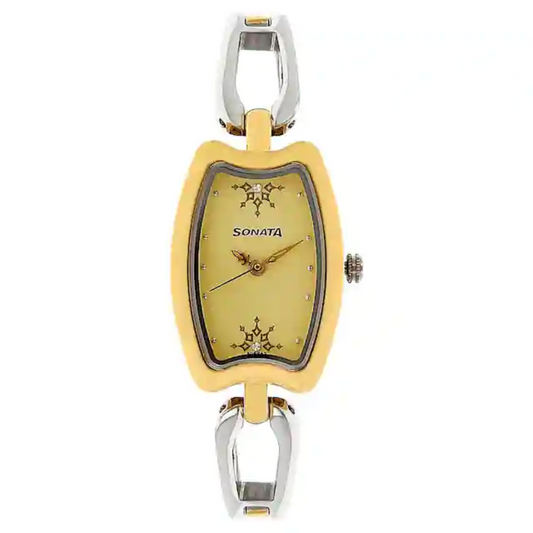 White Dial Golden Stainless Steel Strap Watch 8116BM02