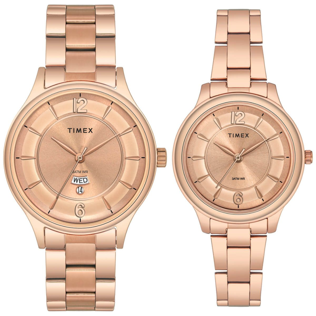 TIMEX PAIRS ROSE GOLD DIAL WATCH TW00PR273