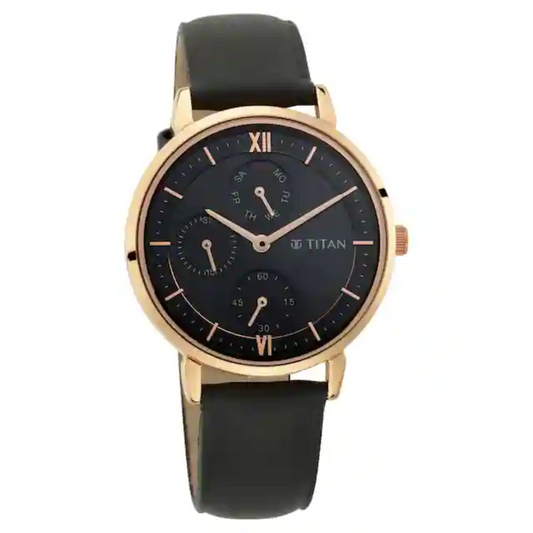 Titan Workwear Watch with Black Dial Leather Strap 2652WL01 (DK720)