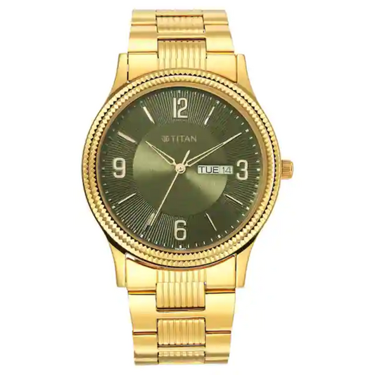 Karishma Green Dial Brass Strap Watch 1650YM08 (DM453)