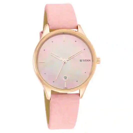 Titan Pastel Dreams Mother Of Pearl Dial Dusty Rose Leather Strap Watch 2670WL02